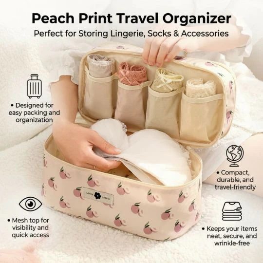✨Peach Print Underwear Travel Storage Organizer Bag 🎀